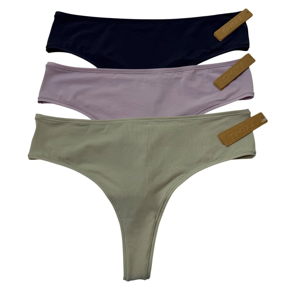 SKIMS Fits Everybody Thong Lot of 3 Talc‎ Iris Mica Deep Royal 3X